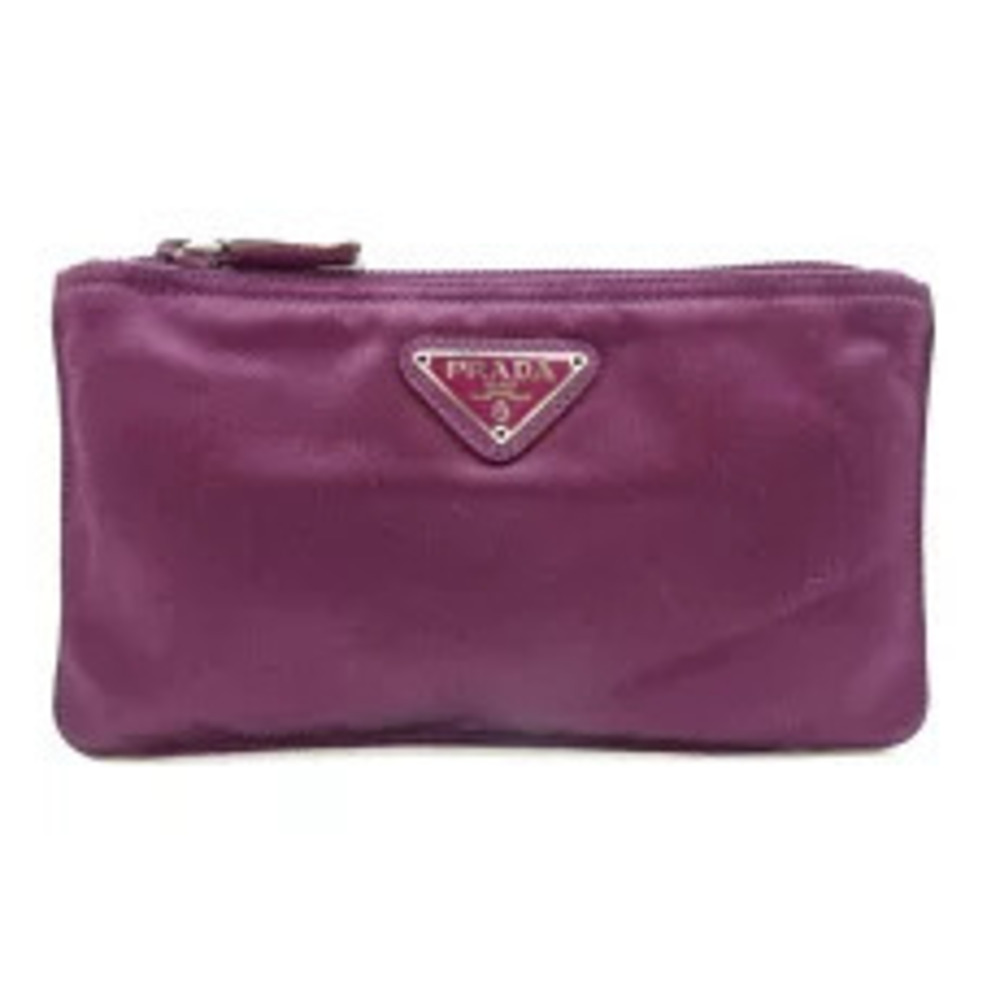 Prada Pouch Clutch Satin MIRRILLO Wine Red